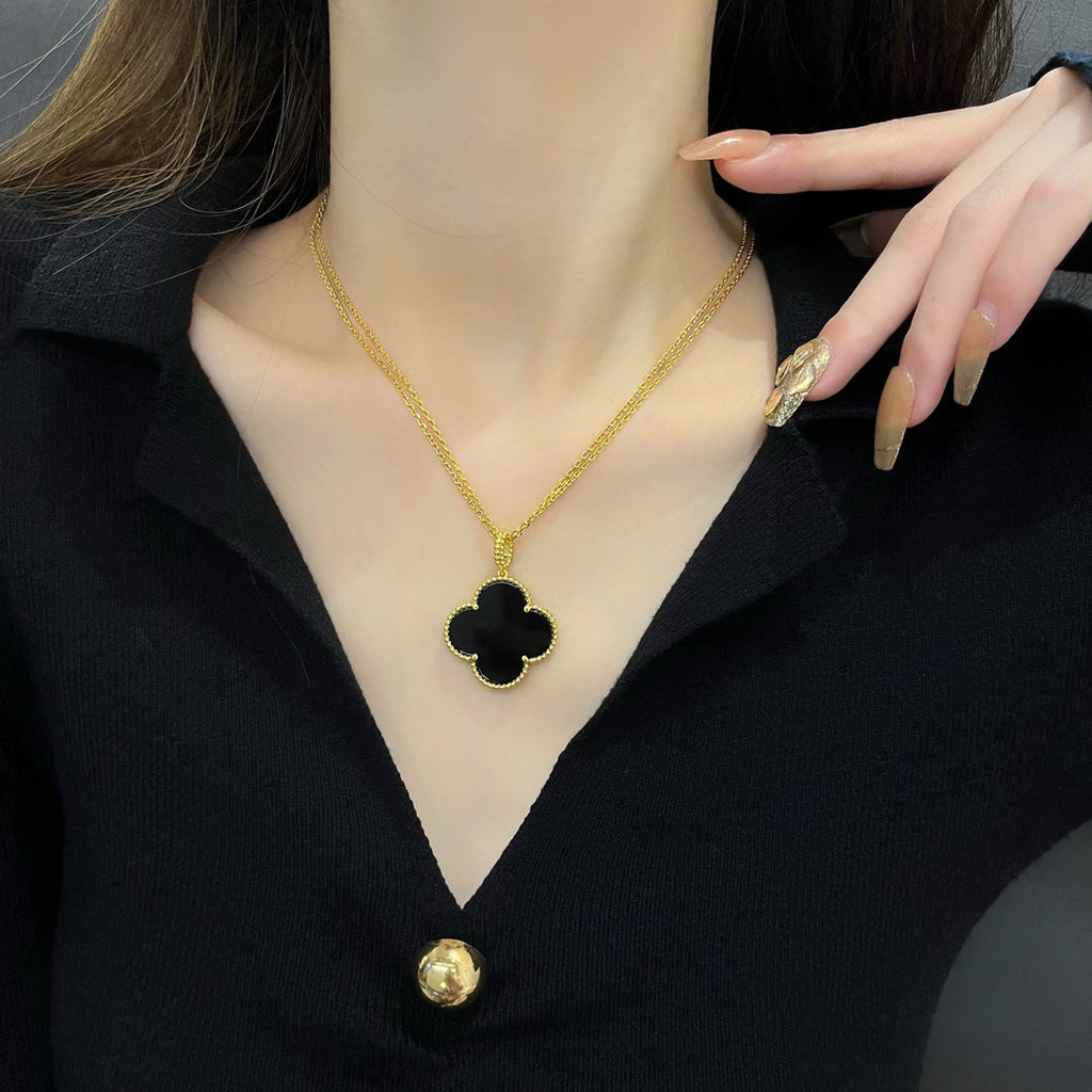 Loco CLOVER 25MM NECKLACE GOLD ONYX