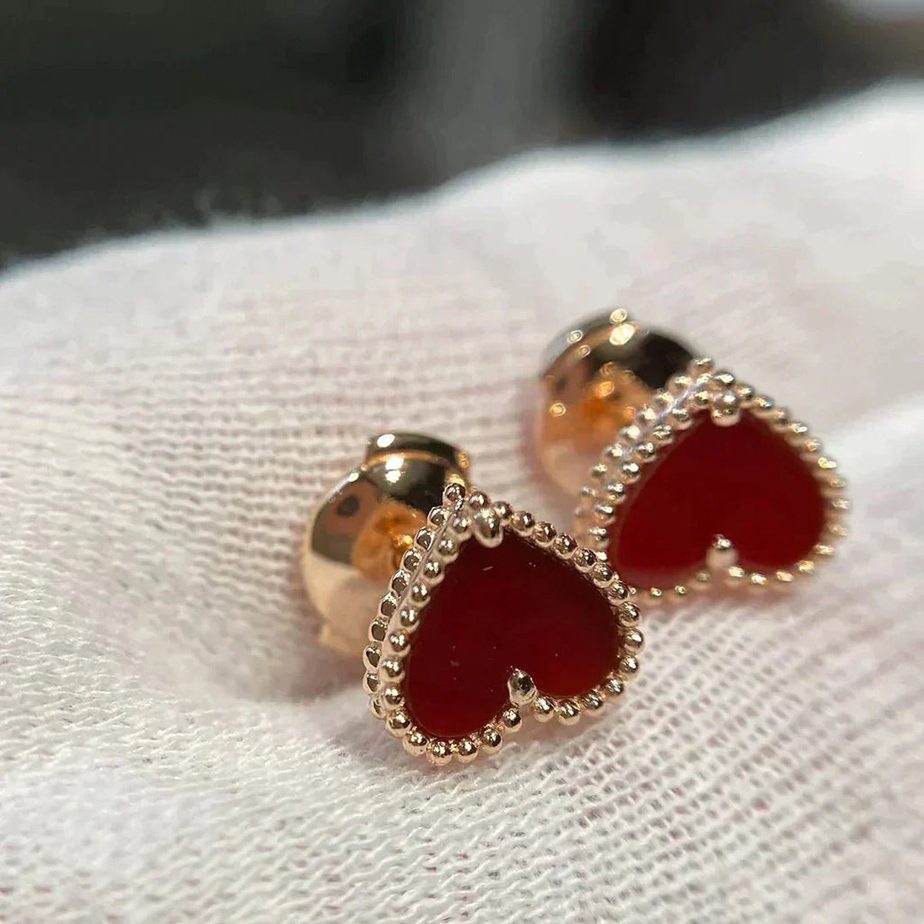 Loco HEART CARNELIAN STUD EARRINGS