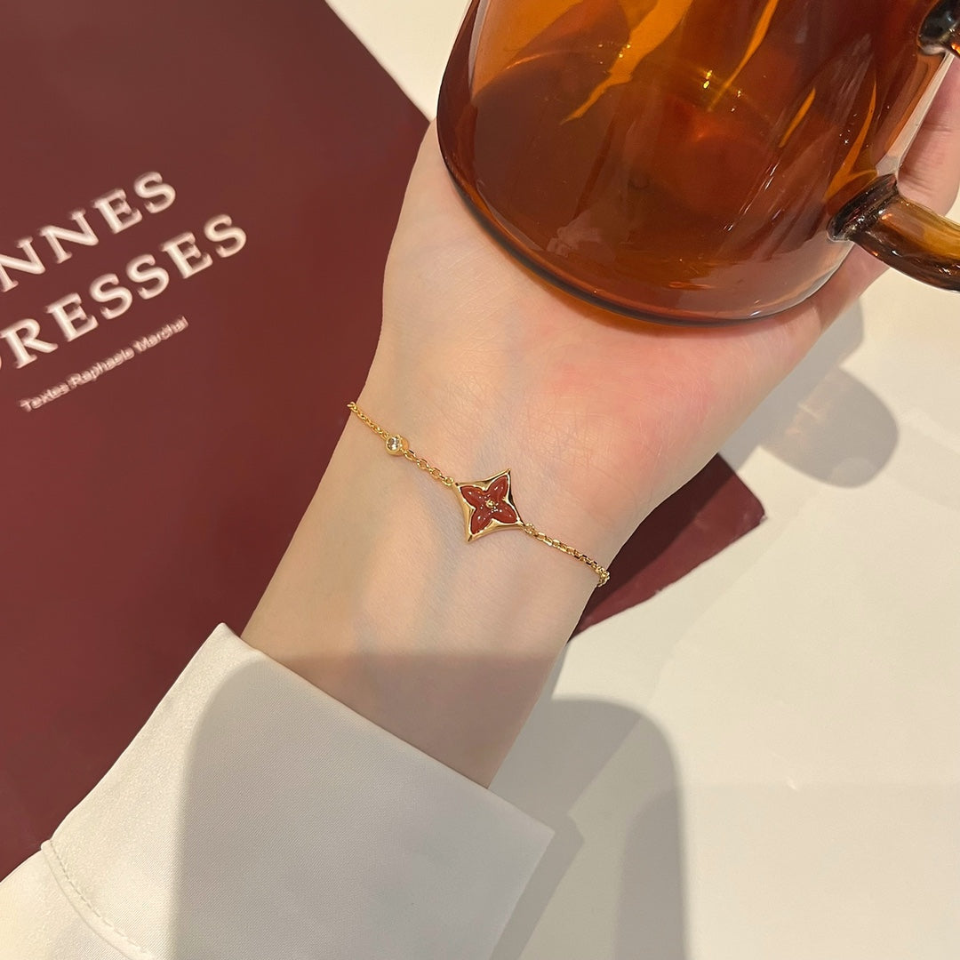 Loco COLOR STAR CARNELIAN PINK GOLD DIAMOND BRACELET