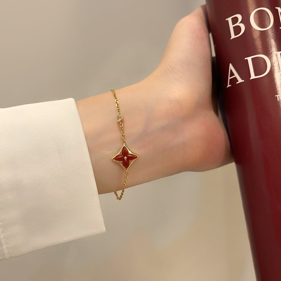 Loco COLOR STAR CARNELIAN PINK GOLD DIAMOND BRACELET
