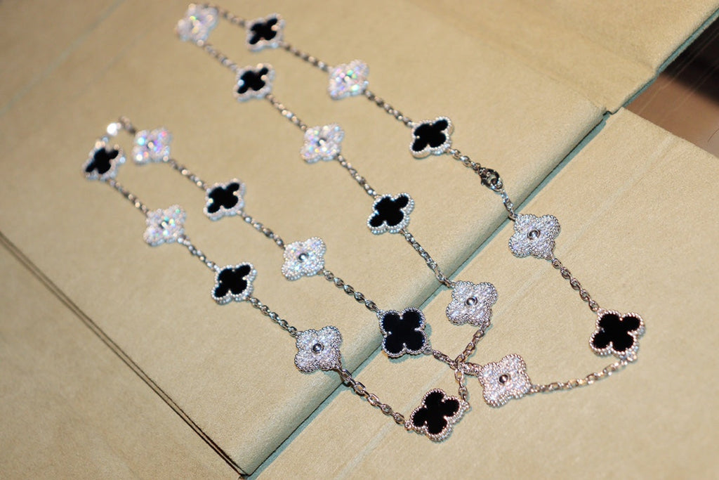 Loco CLOVER 20 MOTIFS ONYX DIAMOND SILVER