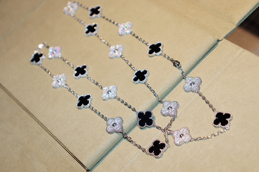 Loco CLOVER 20 MOTIFS ONYX DIAMOND SILVER