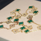 Loco CLOVER 20 MOTIFS MALACHITE DIAMOND NECKLACE