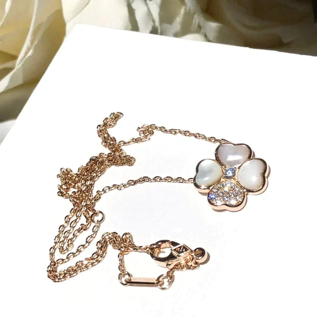 Loco CLOVER MOP DIAMOND ROSE GOLD NECKLACE
