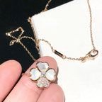 Loco CLOVER MOP DIAMOND ROSE GOLD NECKLACE