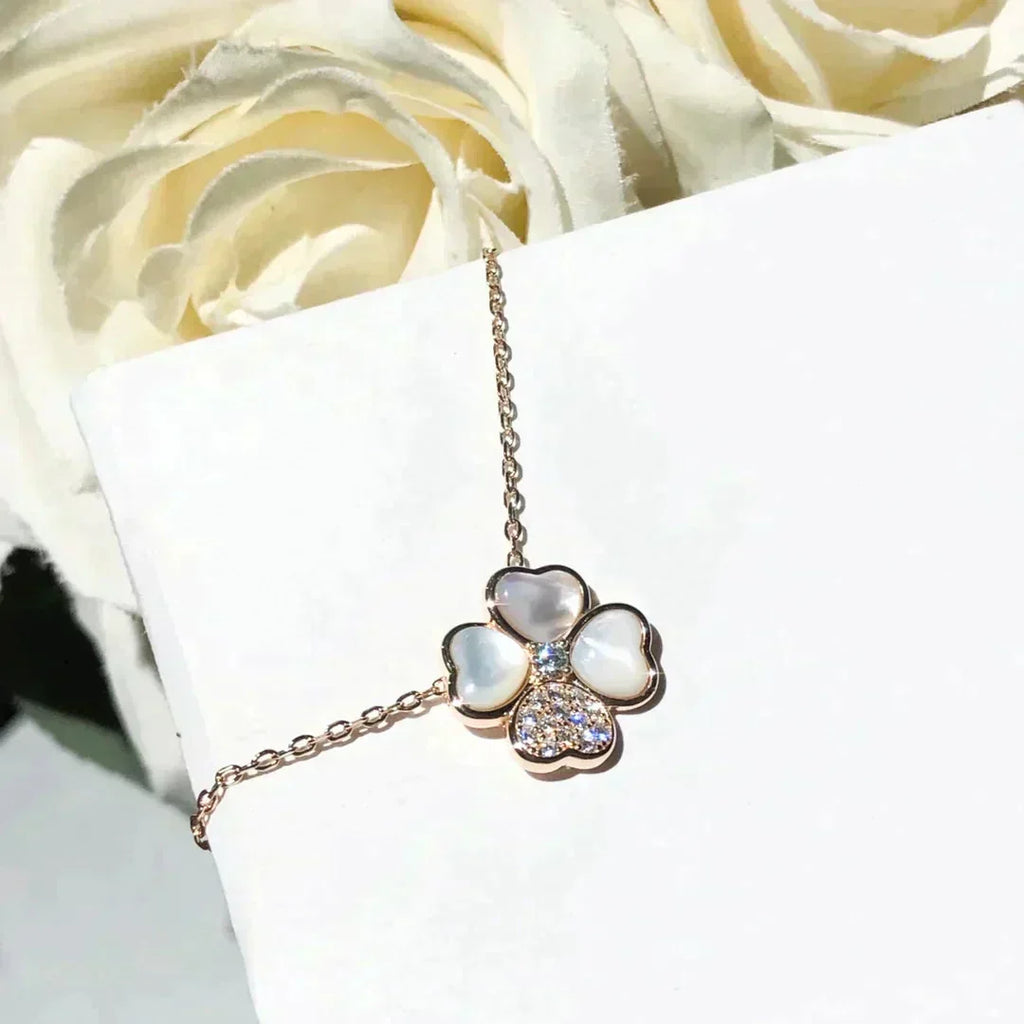 Loco CLOVER MOP DIAMOND ROSE GOLD NECKLACE