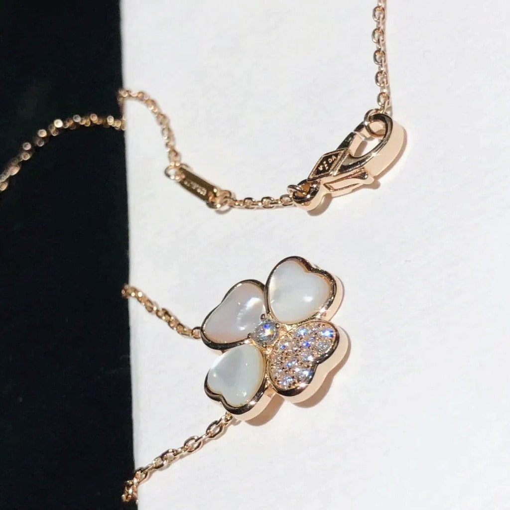Loco CLOVER MOP DIAMOND ROSE GOLD NECKLACE