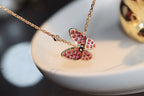 Loco BUTTERFLY RED DIAMOND ROSE GOLD NECKLACE