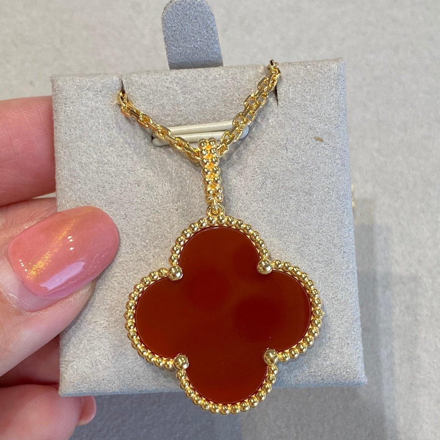 Loco CLOVER 25MM NECKLACE GOLD CARNELIAN