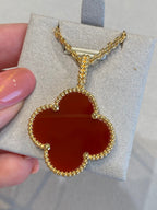 Loco CLOVER 25MM NECKLACE GOLD CARNELIAN