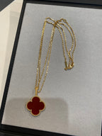 Loco CLOVER 25MM NECKLACE GOLD CARNELIAN