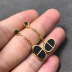 Loco CHAINE VERSO BLACK CERAMIC SILVER EARRINGS