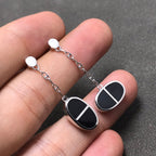 Loco CHAINE VERSO BLACK CERAMIC SILVER EARRINGS