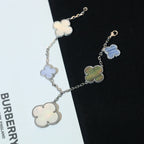Loco CLOVER BRACELET 5 MOTIFS MOP CHALCEDONY SILVER
