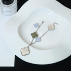 Loco CLOVER BRACELET 5 MOTIFS MOP CHALCEDONY SILVER