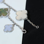 Loco CLOVER BRACELET 5 MOTIFS MOP CHALCEDONY SILVER