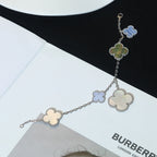 Loco CLOVER BRACELET 5 MOTIFS MOP CHALCEDONY SILVER