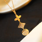 Loco STAR AND SUN DIAMOND PINK GOLD NECKLACE
