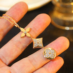 Loco STAR AND SUN DIAMOND PINK GOLD NECKLACE