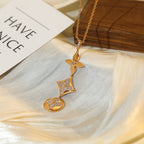 Loco STAR AND SUN DIAMOND PINK GOLD NECKLACE