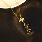Loco STAR AND SUN ONYX PINK GOLD NECKLACE