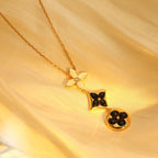 Loco STAR AND SUN ONYX PINK GOLD NECKLACE
