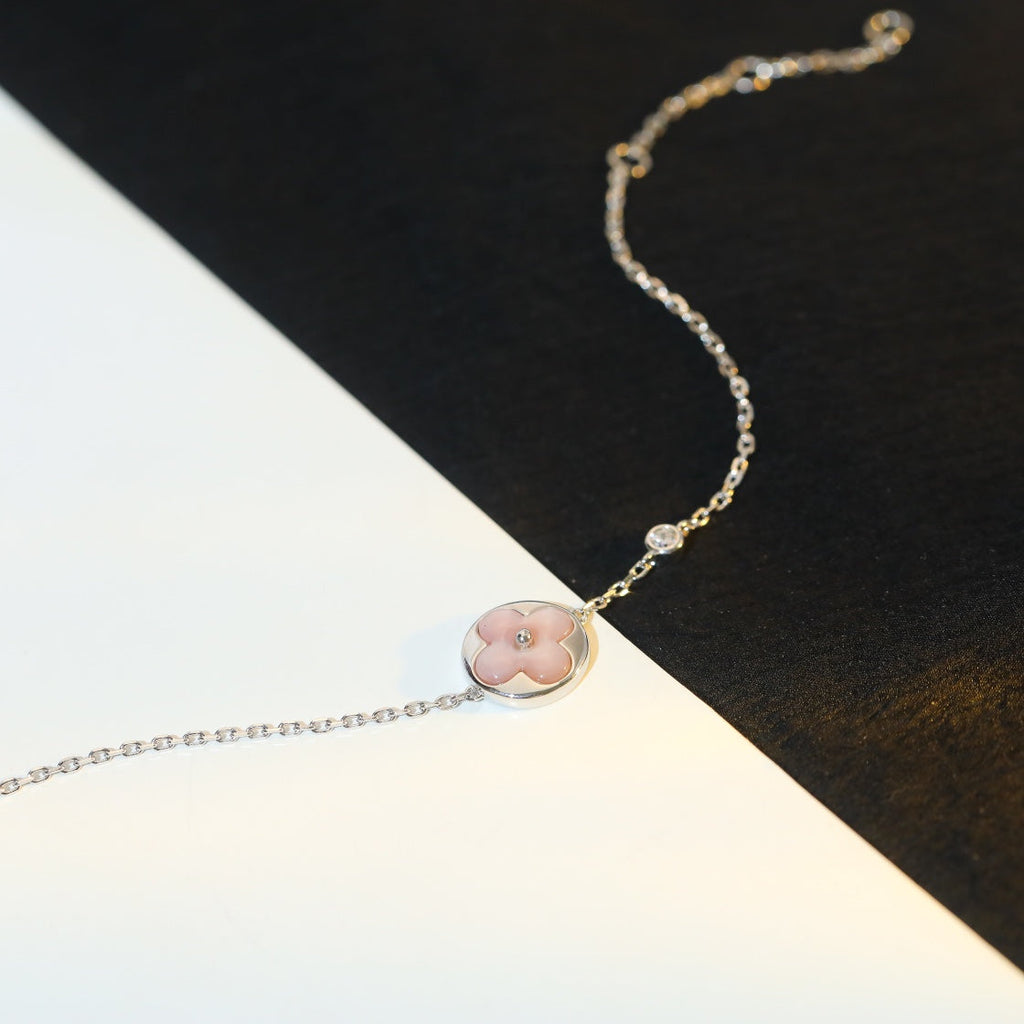 Loco SUN MOTIF PINK MOP SILVER BRACELET