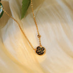 Loco SUN PEDANT PINK GOLD 1 DIAMOND NECKLACE