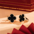 Loco CLOVER MEDIUM 1 MOTIFS  ONYX STUD EARRINGS