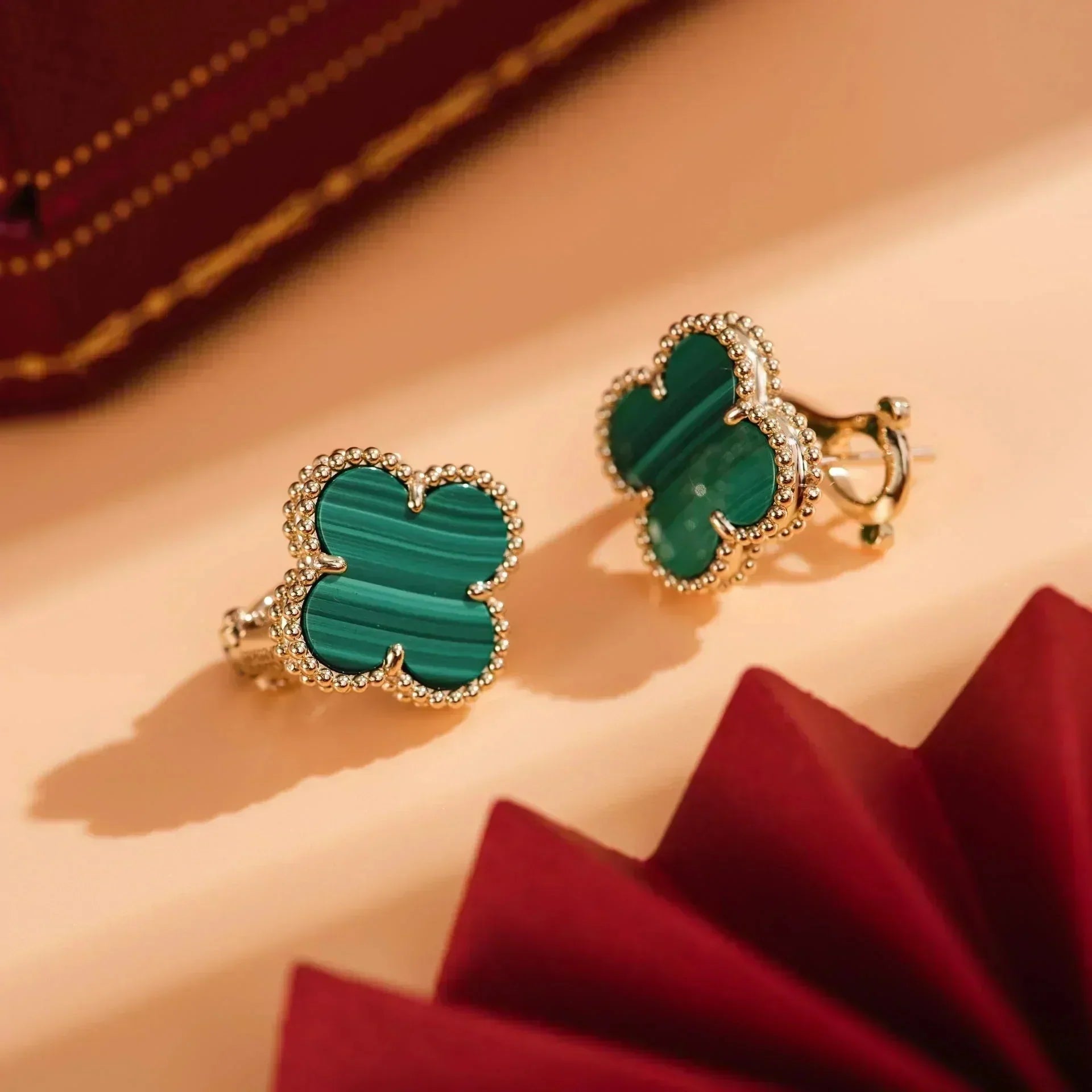 Loco CLOVER MEDIUM 1 MOTIFS MALACHITE  EARRINGS
