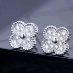 Loco CLOVER 1 MOTIFS DIAMOND STUD EARRINGS SILVER