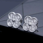 Loco CLOVER 1 MOTIFS DIAMOND STUD EARRINGS SILVER