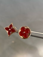Loco STAR AND SUN PINK GOLD CARNELIAN STUD EARRINGS