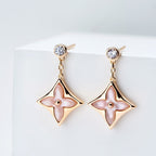 Loco DOUBLE STAR PINK GOLD MOP DROP EARRINGS