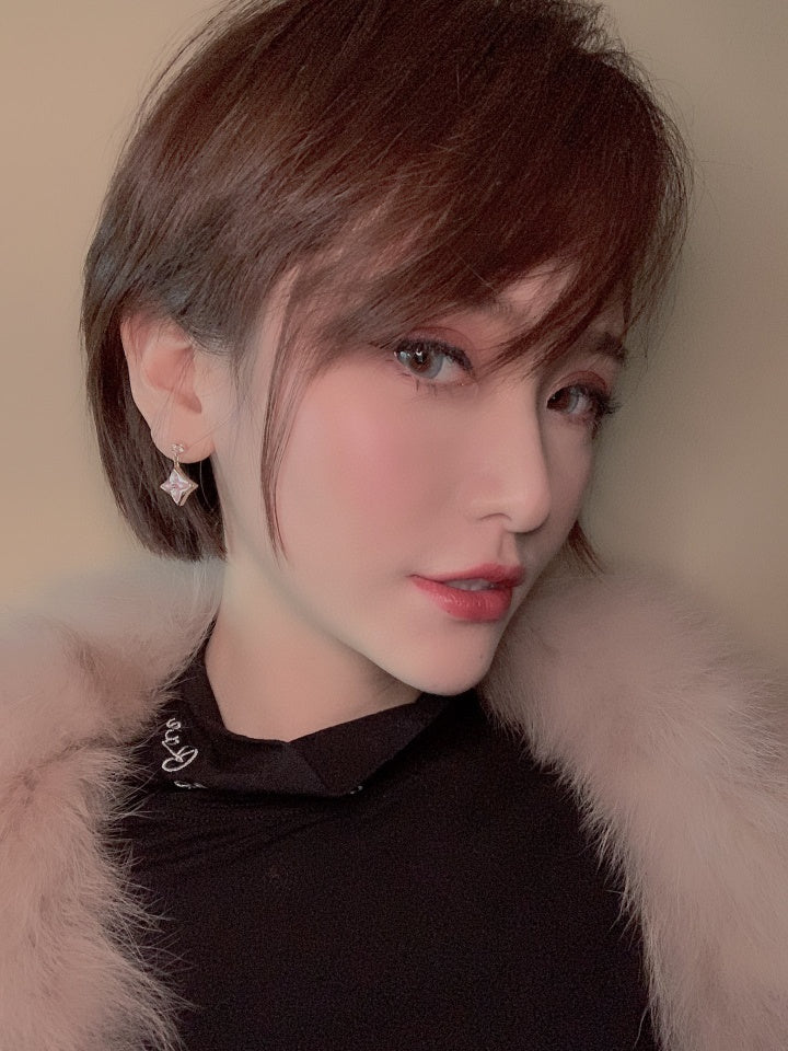Loco DOUBLE STAR PINK GOLD MOP DROP EARRINGS