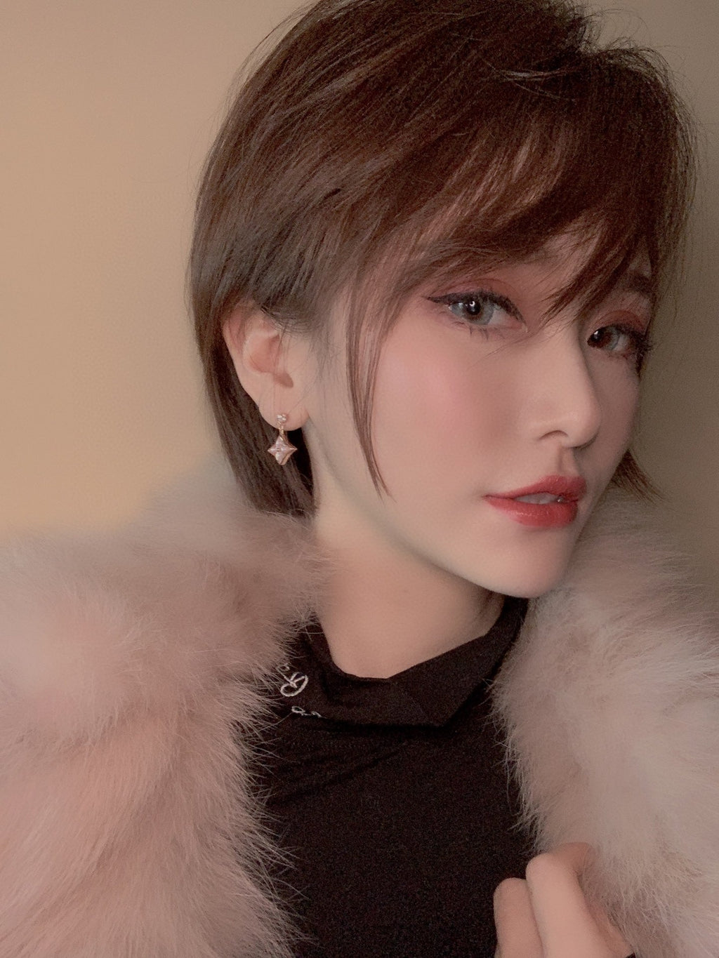 Loco DOUBLE STAR PINK GOLD MOP DROP EARRINGS