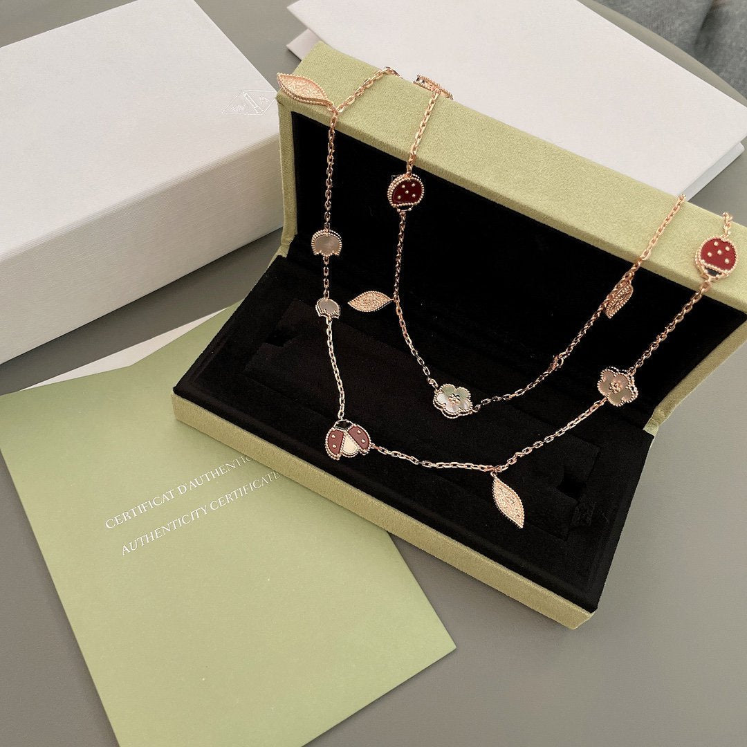 Loco LUCKY SPRING 15 MOTIFS ROSE GOLD NECKLACE