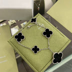 Loco CLOVER 5 MOTIFS SIVLER ONYX BRACELET
