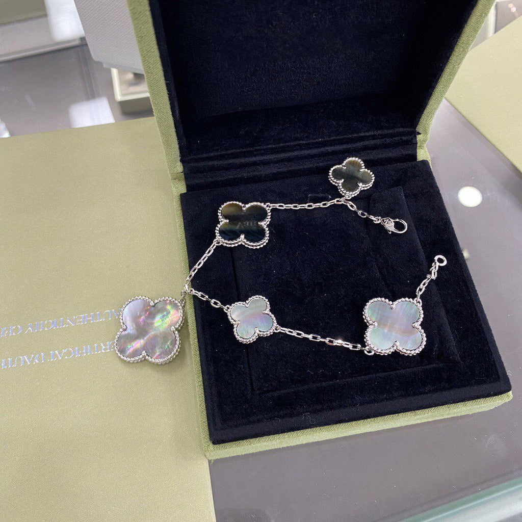 Loco CLOVER 5 MOTIFS SIVLER DARK MOP BRACELET