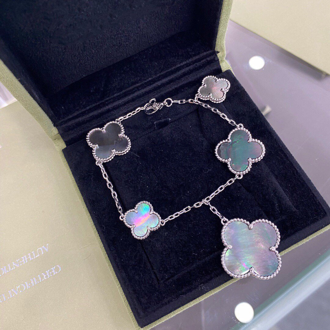 Loco CLOVER 5 MOTIFS SIVLER DARK MOP BRACELET