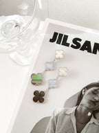 Loco CLOVER 3 MOTIFS CHALCEDONY DARK MOP SILVER EARRINGS