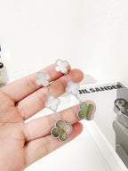 Loco CLOVER 3 MOTIFS CHALCEDONY DARK MOP SILVER EARRINGS