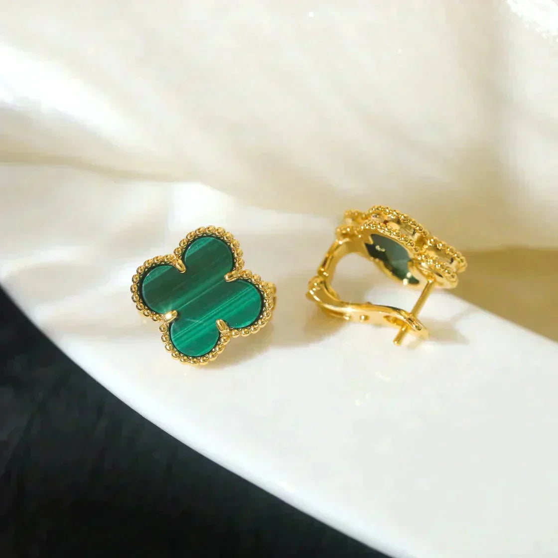 Loco CLOVER MEDIUM 1 MOTIFS MALACHITE  EARRINGS