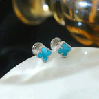 Loco CLOVER MINI 9.5MM ONYX STUD EARRINGS SILVER