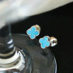 Loco CLOVER MINI 9.5MM ONYX STUD EARRINGS SILVER