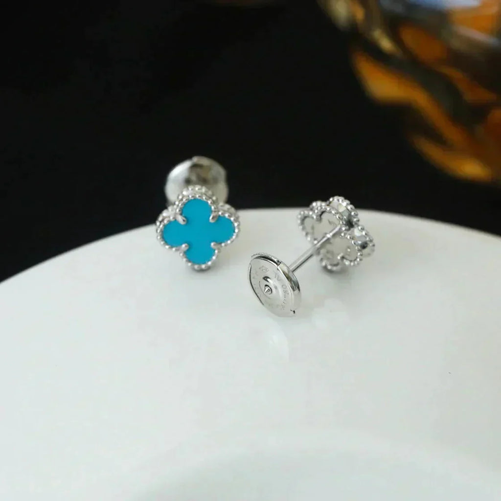 Loco CLOVER MINI 9.5MM ONYX STUD EARRINGS SILVER