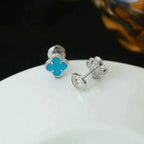 Loco CLOVER MINI 9.5MM ONYX STUD EARRINGS SILVER