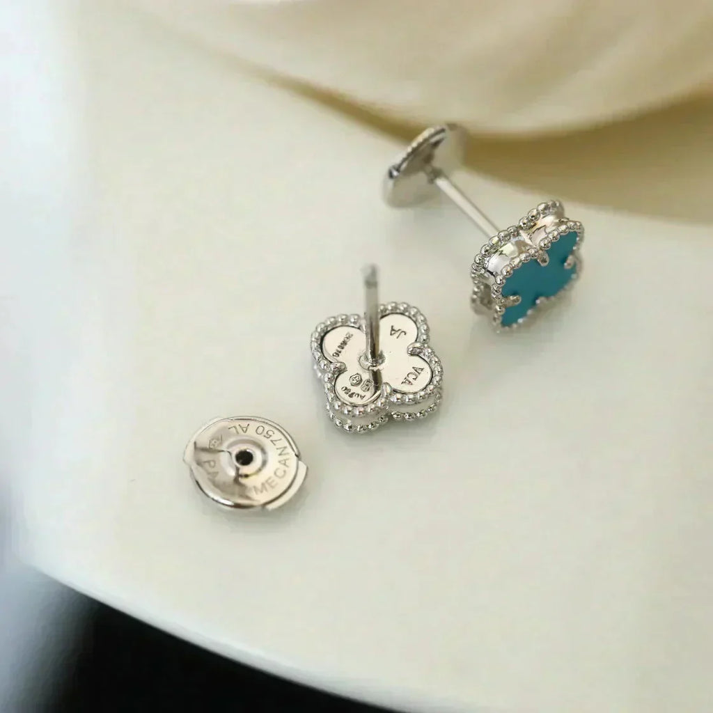 Loco CLOVER MINI 9.5MM ONYX STUD EARRINGS SILVER