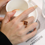 Loco CLOVER CARNELIAN RING ROSE GOLD DIAMOND