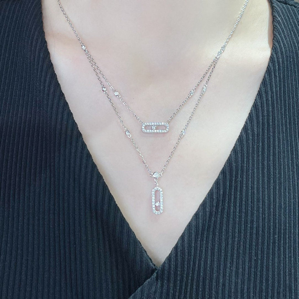 [Loco jewelrys]MOVE 2 ROW DIAMOND NECKLACE